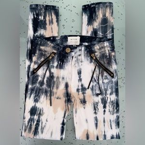 McGuire Margaux Tassel Slim Skinny Ankle TieDye Jeans Size 25 Zip Tassel pockets